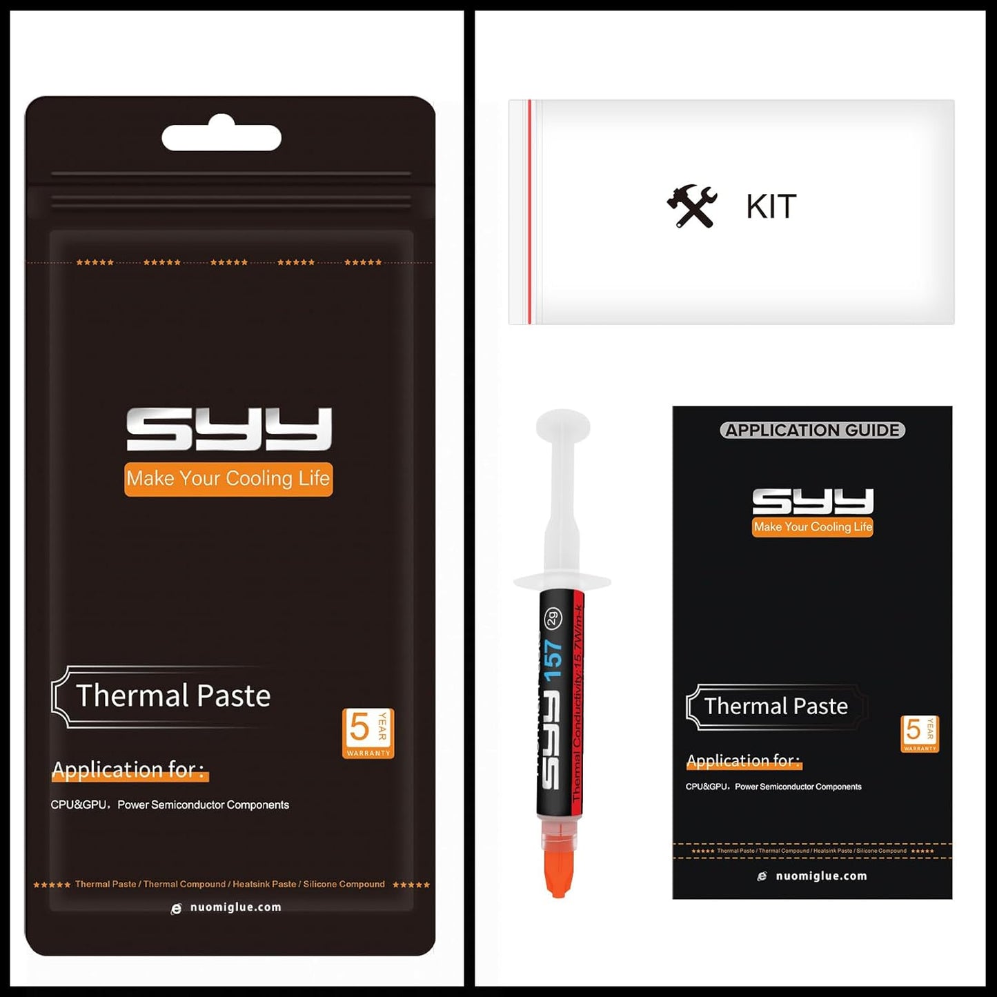 Thermal Paste,  2 Grams CPU Paste Thermal Compound Paste Heatsink for Ic/Processor/Cpu/All Coolers, 15.7W/M.K Carbon Based High Performance, Thermal Interface Material, CPU Thermal Paste
